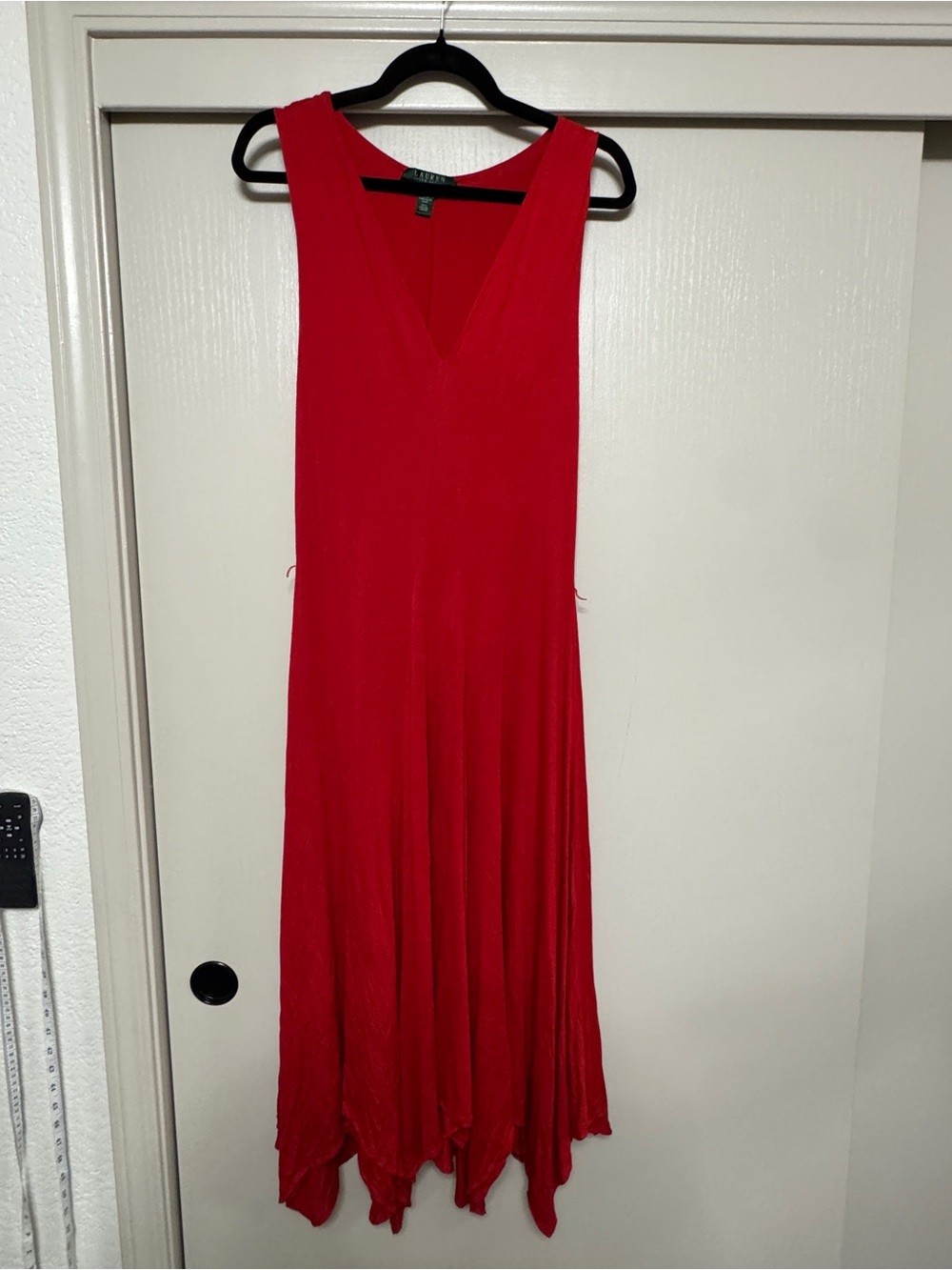 Lauren Ralph Lauren Red V-Neck Sleeveless Maxi Dress